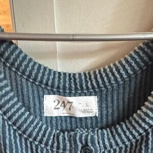 24/7 Women's Blue Striped Midi Dress